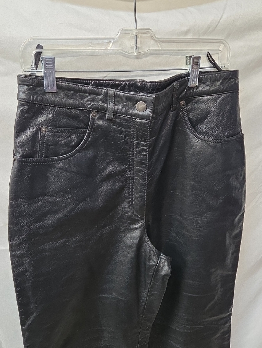 FMC Black Straight-Leg Leather Pants - Women's 14 - Picture 2 of 7
